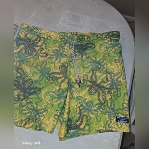 L.L. Bean Vibrant Green Octopus Swim Trunks Mens SZ L